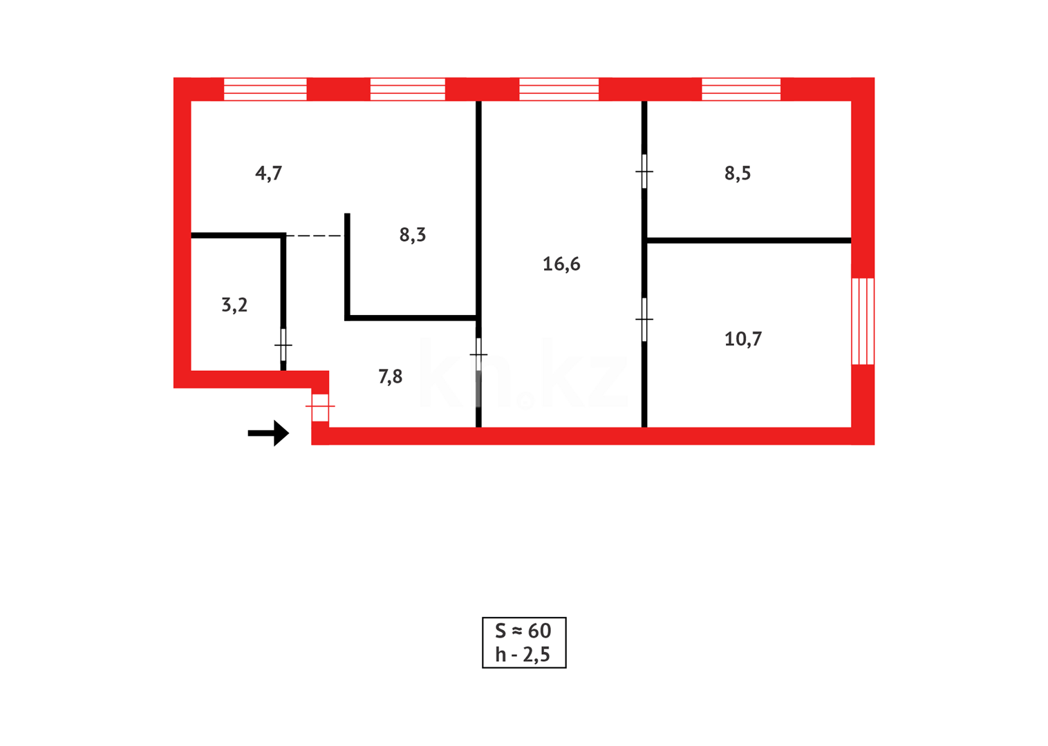 Продажа 3-комнатной квартиры, 62 м² в Караганде - фото 13