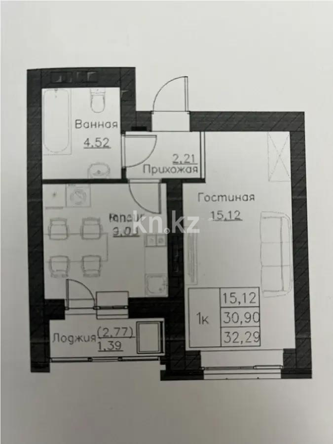 Продажа 2-комнатной квартиры, 33 м², ул. Нажимеденова, дом  52б в Астане - фото 5