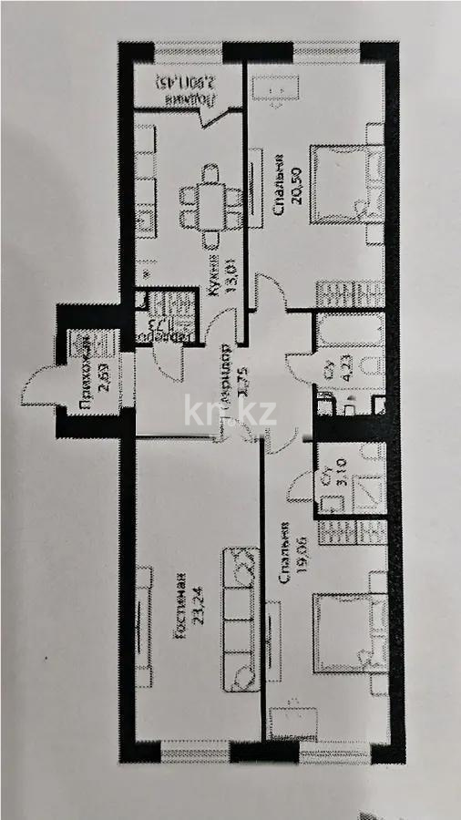 Продажа 3-комнатной квартиры, 98 м², ул. Жошы хана, дом  12/3 в Астане