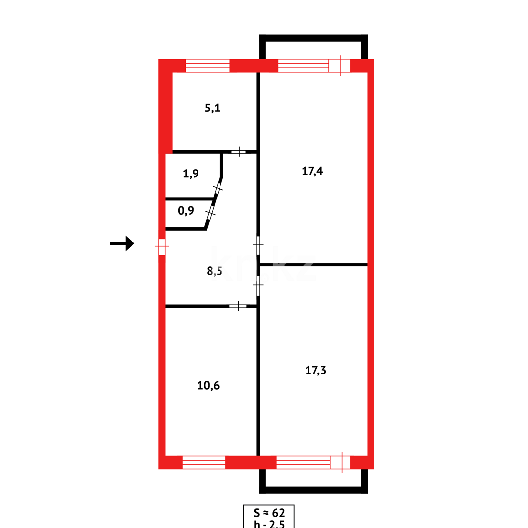 Продажа 3-комнатной квартиры, 62 м² в Темиртау - фото 16
