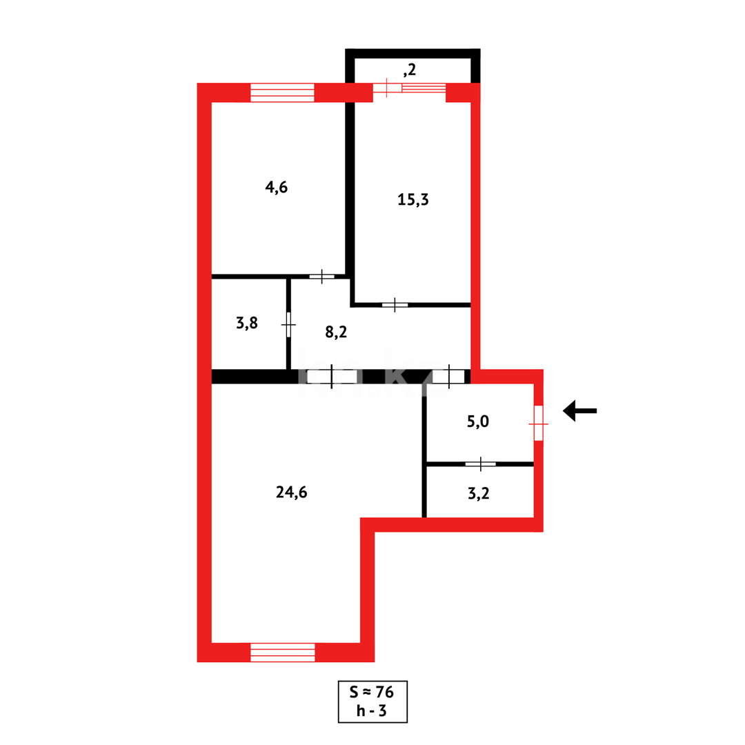 Продажа 3-комнатной квартиры, 75 м², ул. Дюсембекова в Караганде - фото 20
