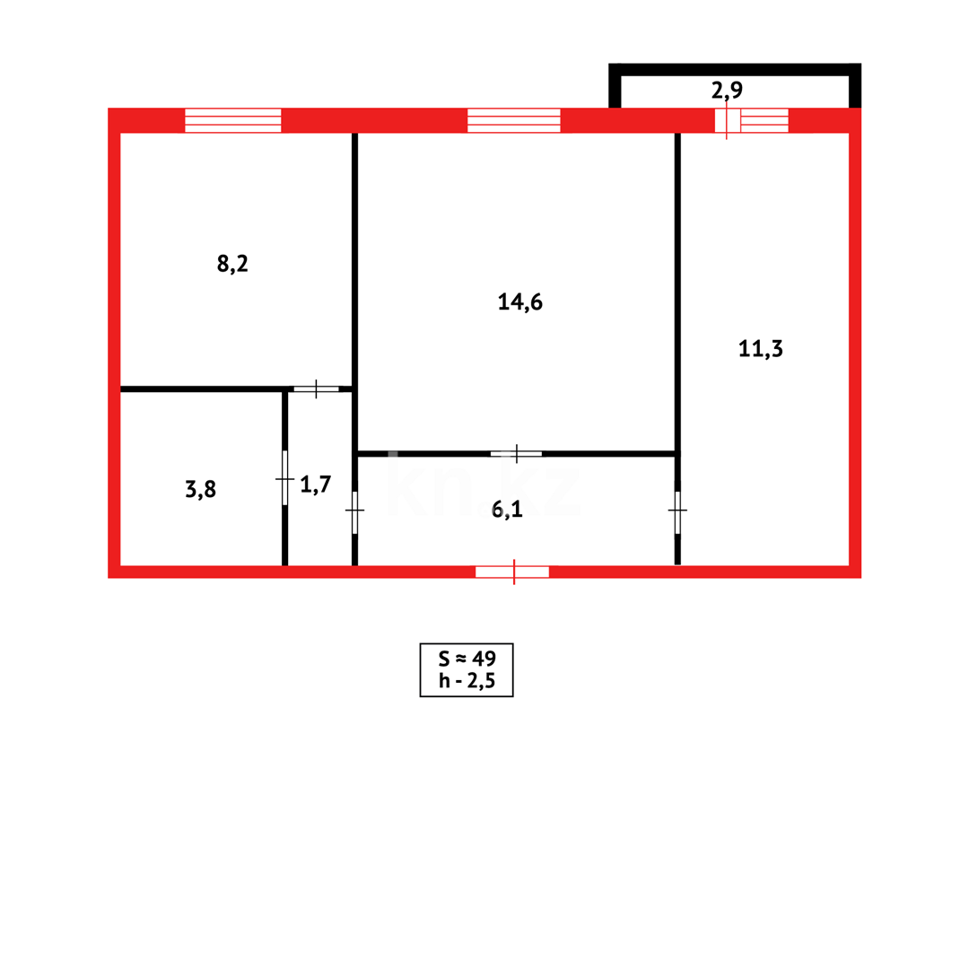 Продажа 2-комнатной квартиры, 49 м², пр. Бухар-жырау, дом  96 в Караганде - фото 26