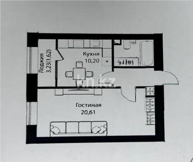 Продажа 1-комнатной квартиры, 40 м², ул. Жошы хана, дом  12/3 в Астане