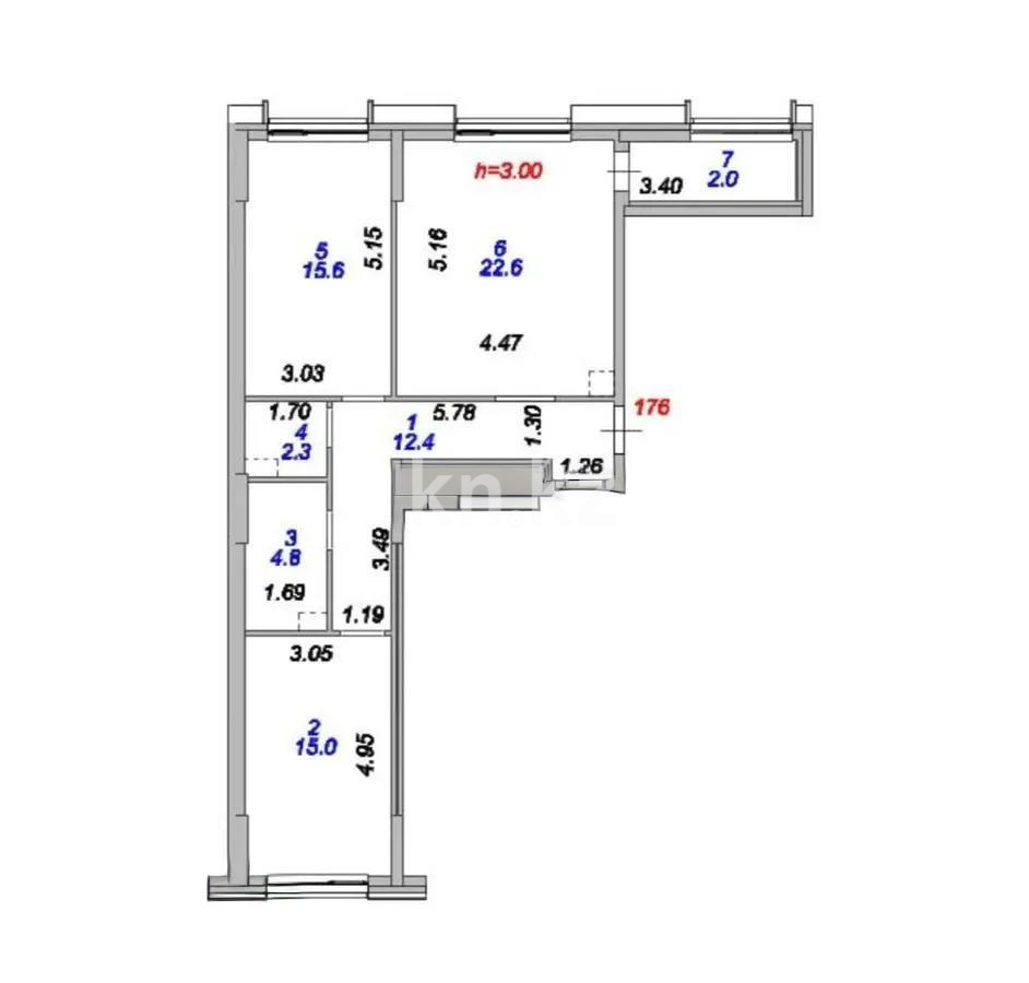Продажа 3-комнатной квартиры, 74.7 м² в Астане - фото 2