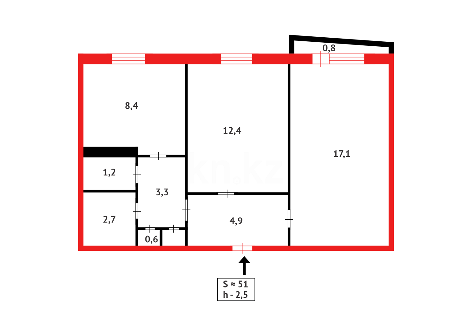 Продажа 2-комнатной квартиры, 51 м² в Темиртау - фото 6