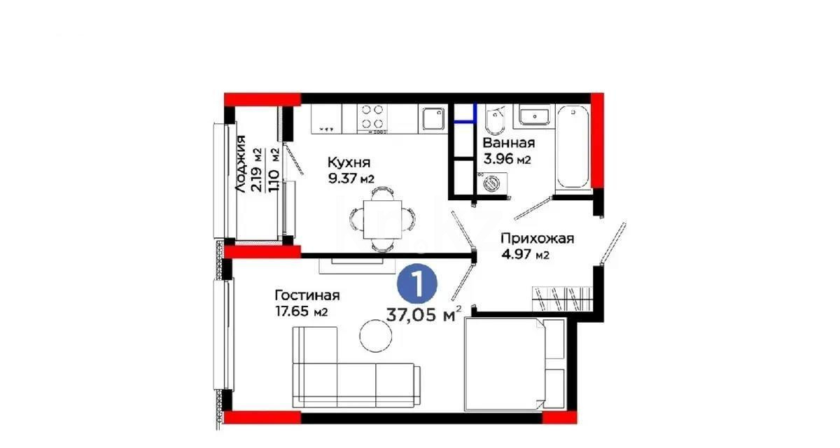 Продажа 2-комнатной квартиры, 38 м², пр. Туран, дом  28 в Астане - фото 4