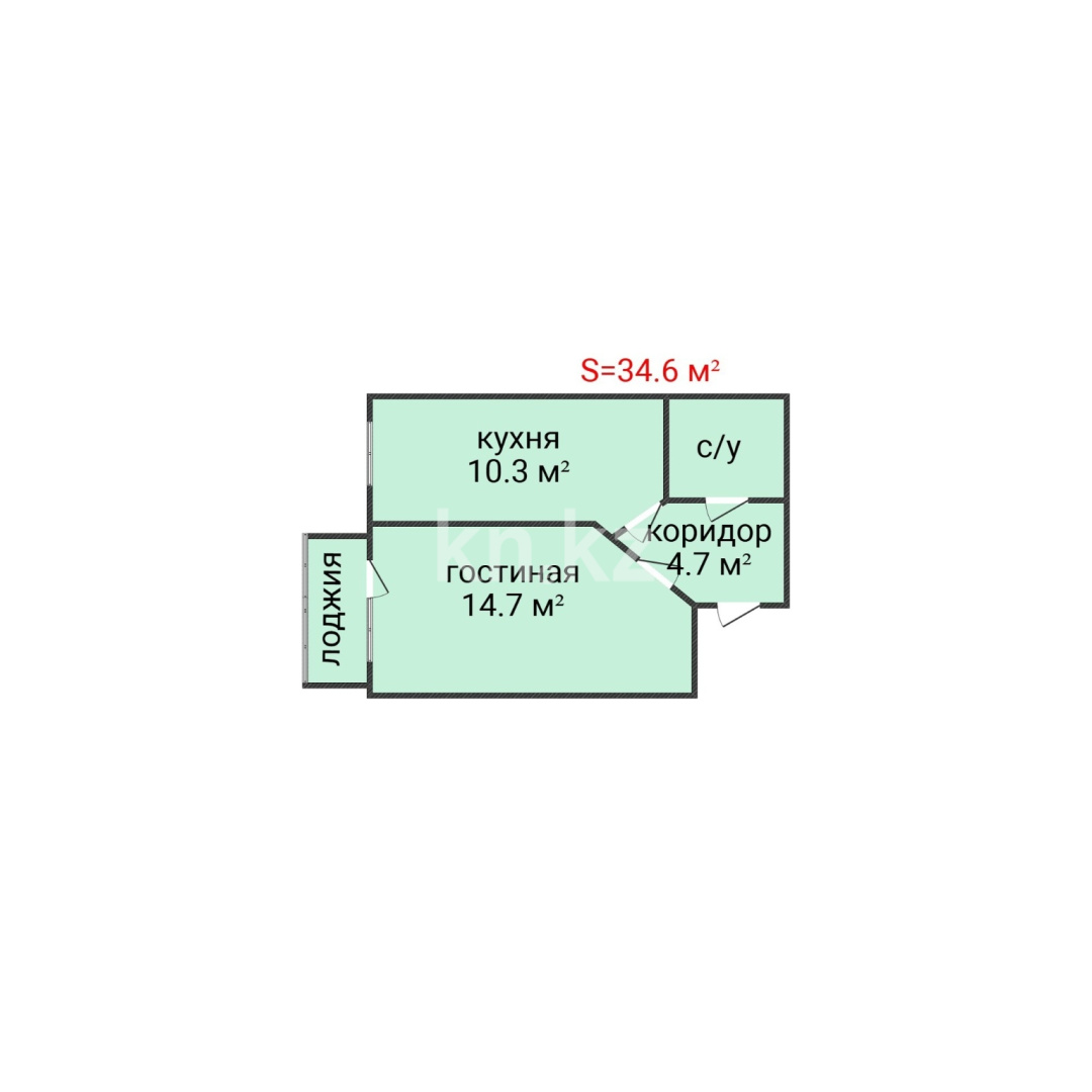 Продажа 1-комнатной квартиры, 34.6 м² в Костанае - фото 2