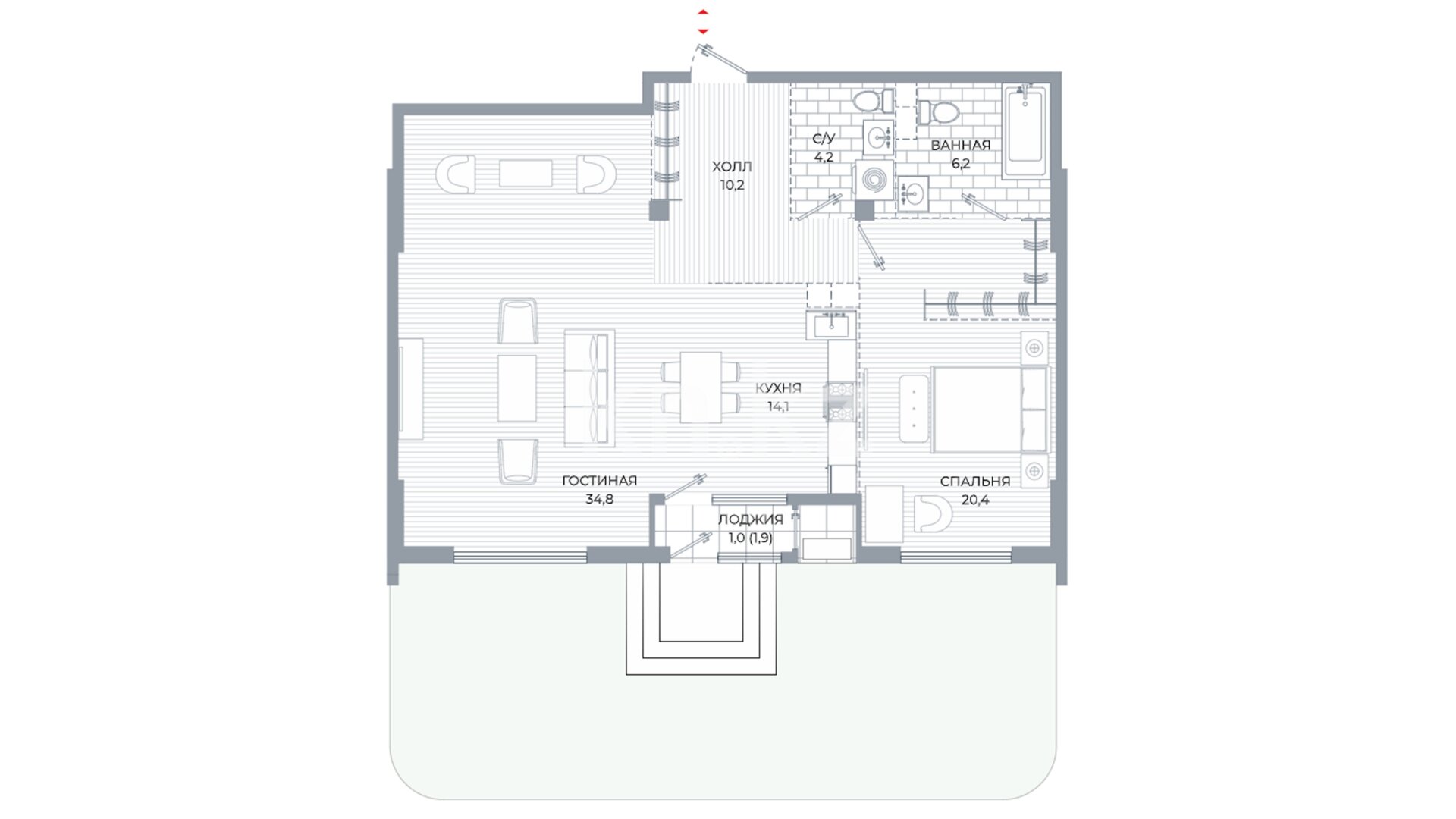 ЖК Parkville, 2-комнатная, цена 127 260 001 ₸, 1 400 000 ₸&nbsp;/&nbsp;м²