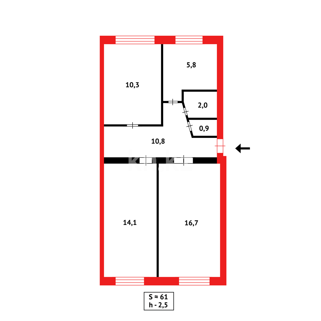 Продажа 3-комнатной квартиры, 61 м², мкр-н 13 в Караганде - фото 10
