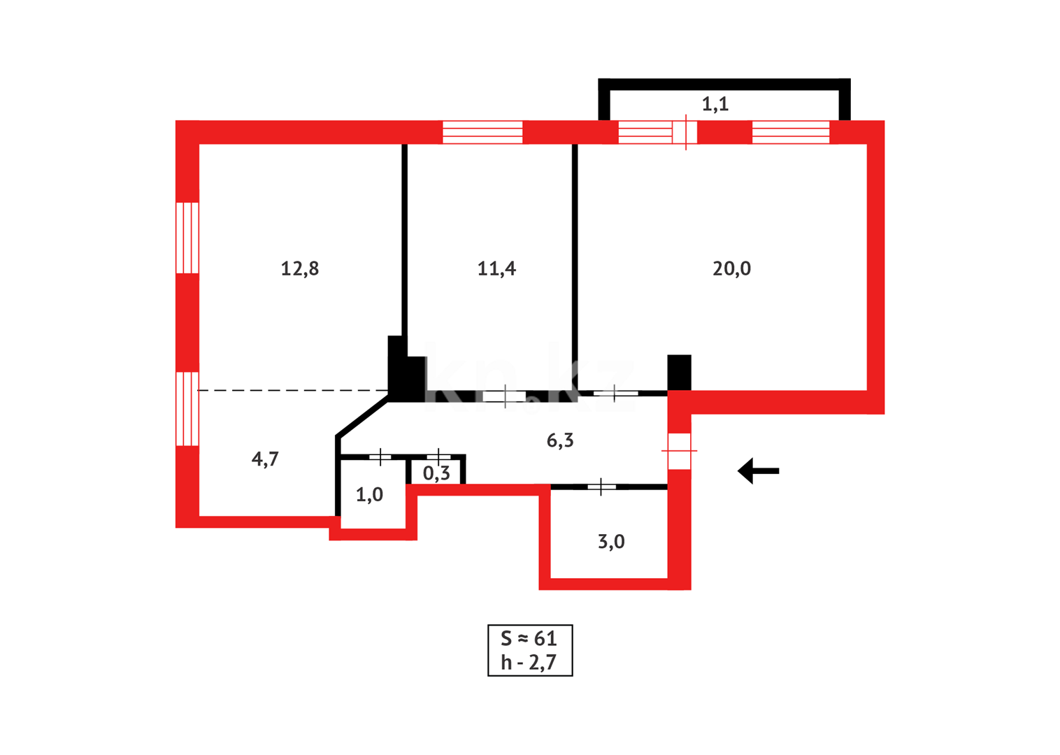 Продажа 3-комнатной квартиры, 61 м², пр. Назарбаева в Караганде - фото 16