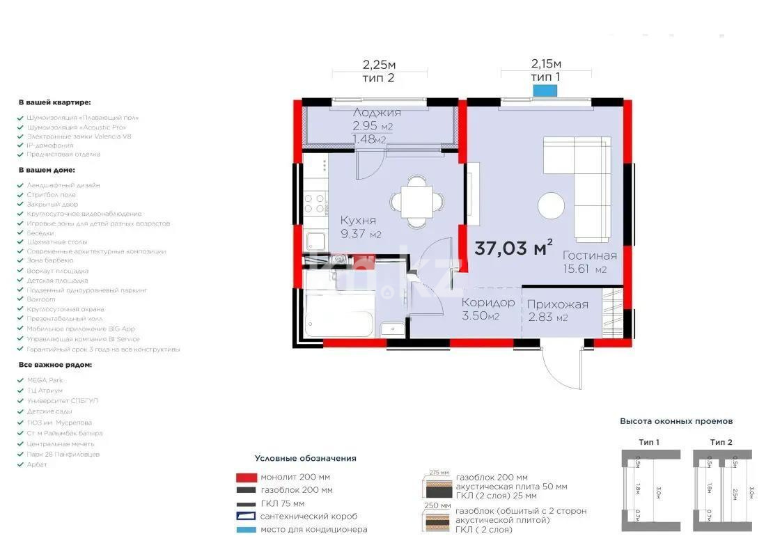 Продажа 1-комнатной квартиры, 37.03 м² в Алматы