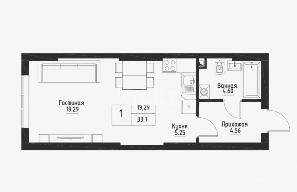 Продажа 1-комнатной квартиры, 33.7 м² в Алматы