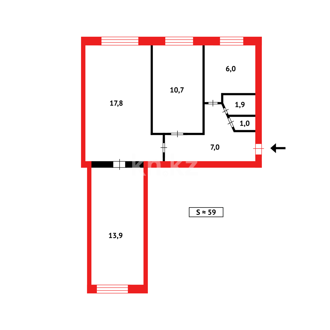 Продажа 3-комнатной квартиры, 59 м² в Караганде - фото 12