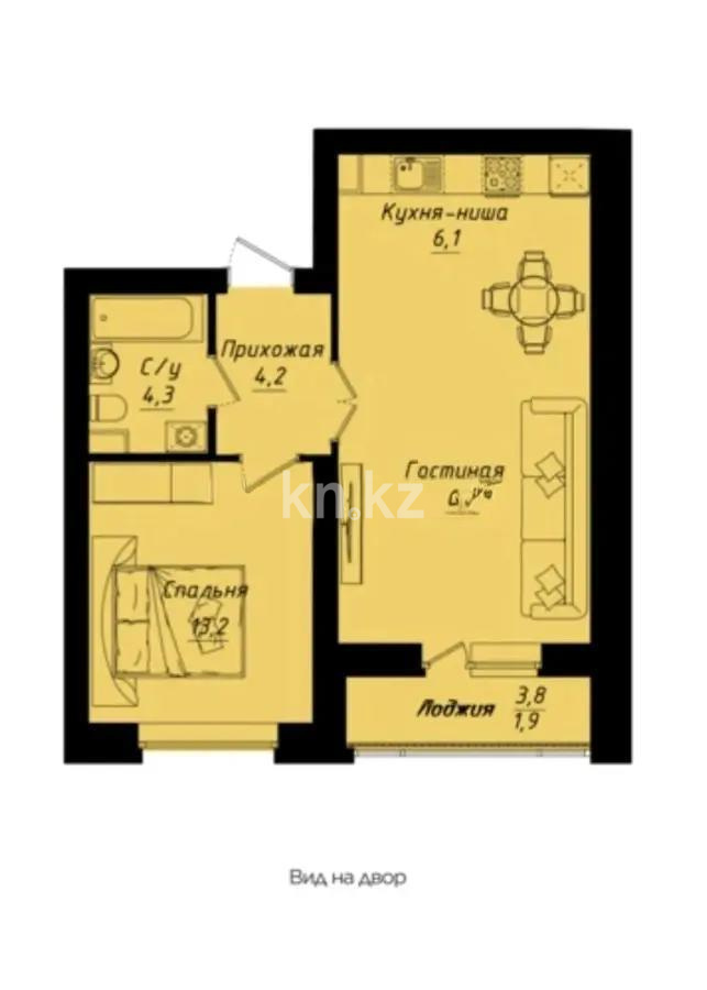 Продажа 2-комнатной квартиры, 51.6 м² в Астане