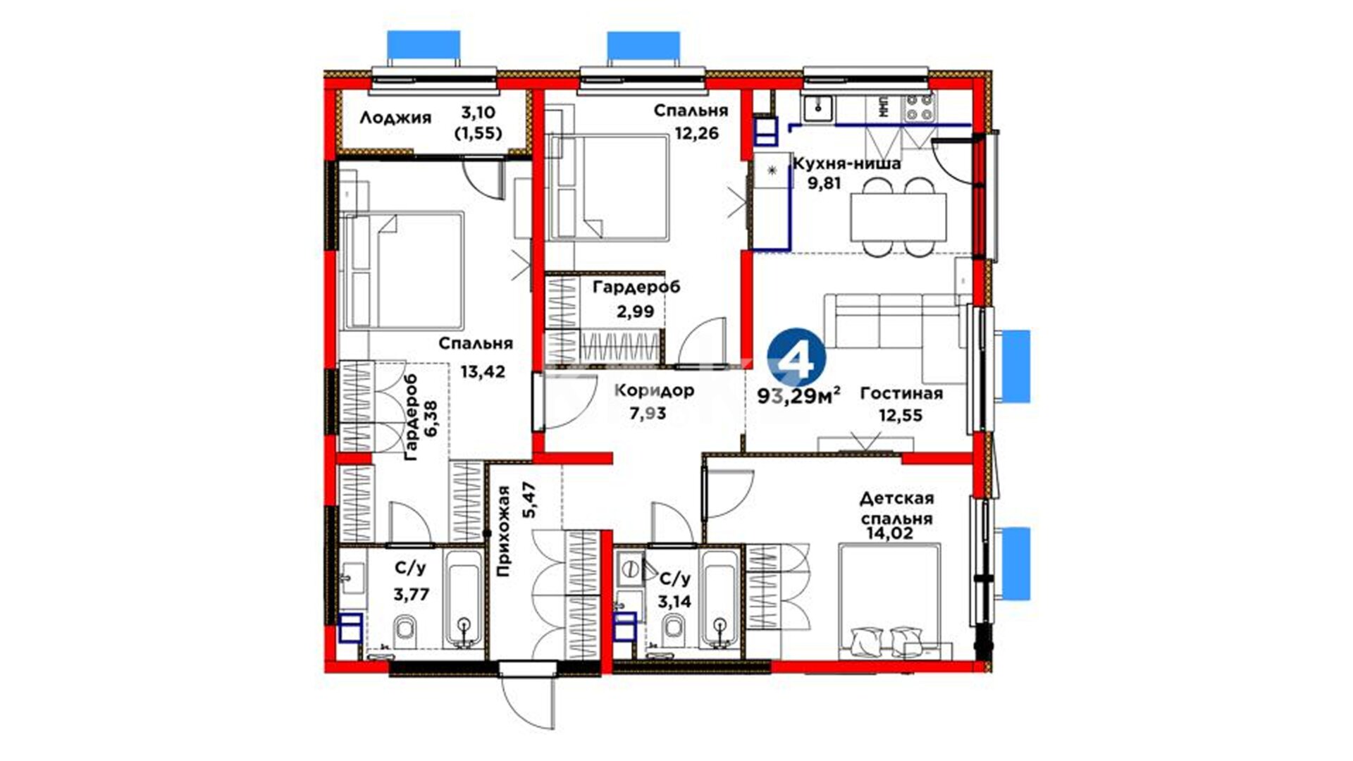 ЖК Dream City. Eco, 4-комнатная, цена 55 588 680 ₸, 598 500 ₸&nbsp;/&nbsp;м²