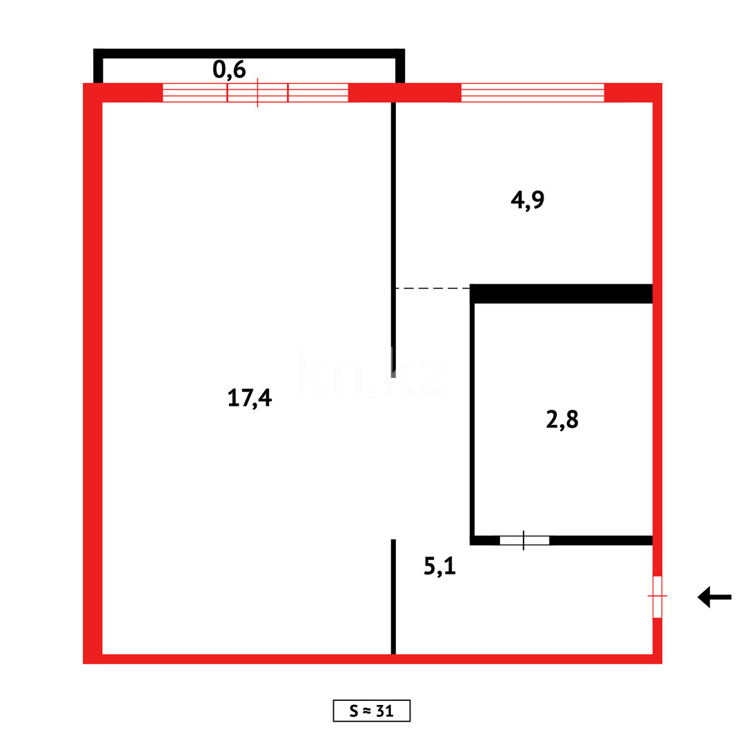 Продажа 1-комнатной квартиры, 31 м², ул. Мустафина в Караганде - фото 9