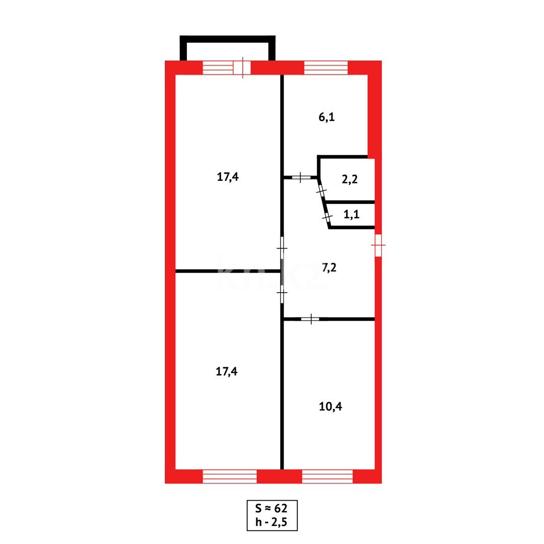 Продажа 3-комнатной квартиры, 62 м², мкр-н 18 в Караганде - фото 9
