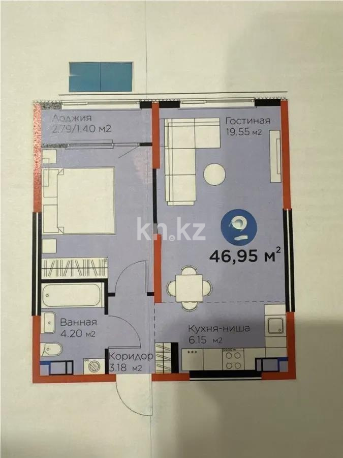 Продажа 2-комнатной квартиры, 47 м² в Алматы