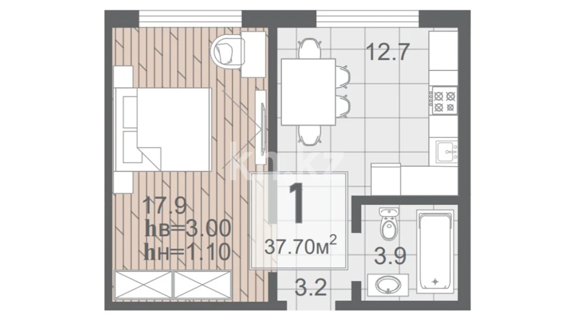 ЖК Eltai, 1-комнатная, цена 14 455 200 ₸, 380 000 ₸&nbsp;/&nbsp;м²