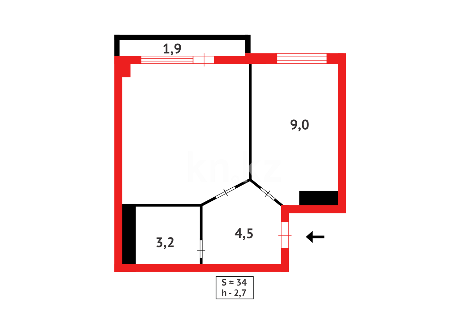 Продажа 1-комнатной квартиры, 34 м² в Астане - фото 7