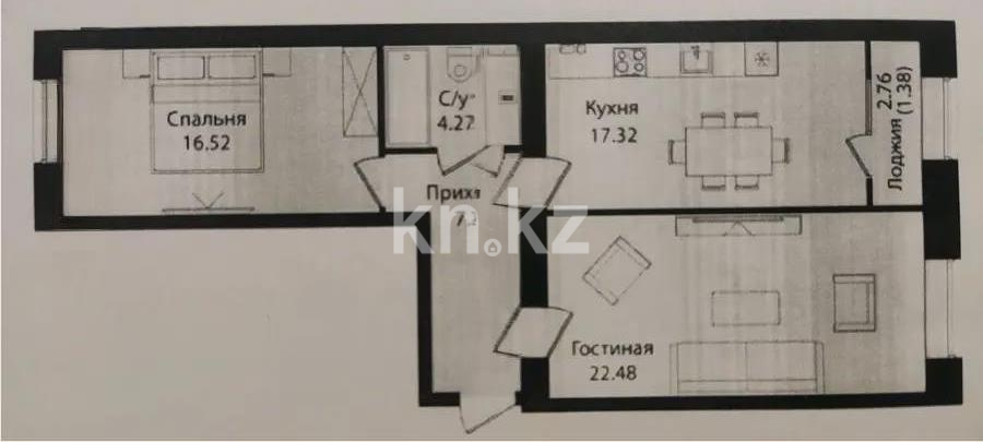 Продажа 2-комнатной квартиры, 71 м², ул. Е-15, дом  16 в Астане