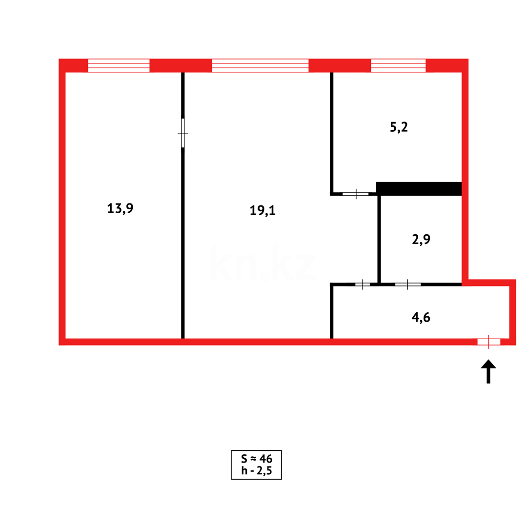 Продажа 2-комнатной квартиры, 46 м² в Темиртау - фото 10
