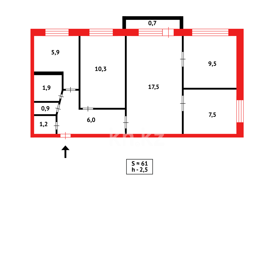 Продажа 4-комнатной квартиры, 61 м² в Караганде - фото 13
