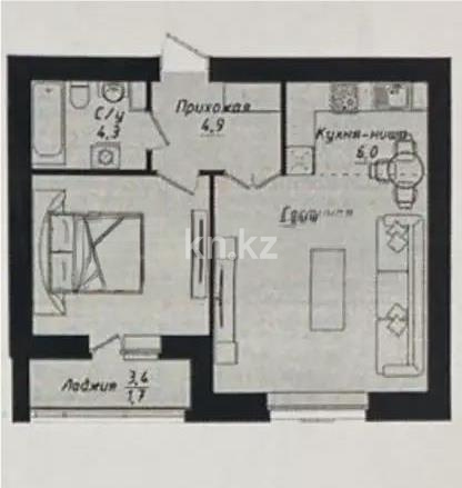 Продажа 2-комнатной квартиры, 49 м² в Астане