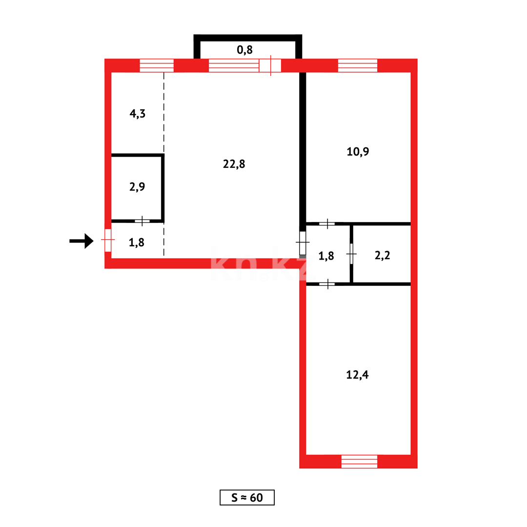 Продажа 4-комнатной квартиры, 59 м², ул. Жамбыла в Сарани - фото 11