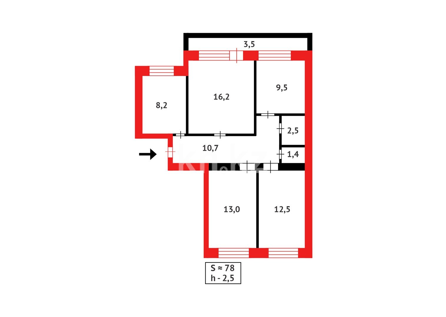 Продажа 4-комнатной квартиры, 78 м² в Караганде - фото 9