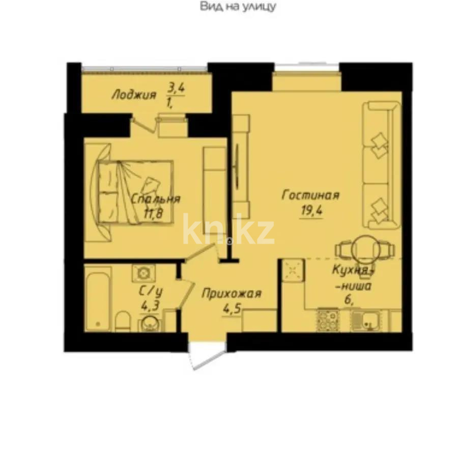Продажа 2-комнатной квартиры, 47.8 м², ул. Толе би, дом  1 стр в Астане