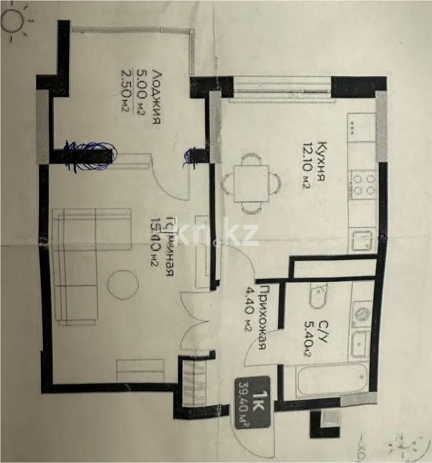 Продажа 1-комнатной квартиры, 39.4 м², ул. Е-36, дом  5 в Астане
