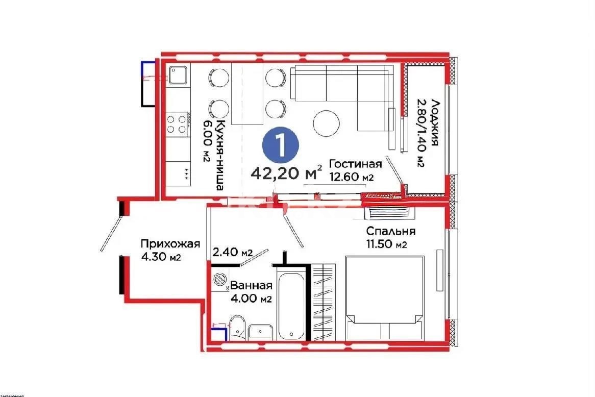 Продажа 2-комнатной квартиры, 43 м² в Астане