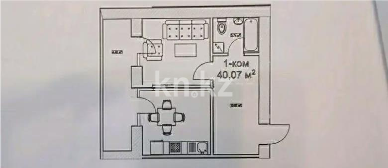Продажа 1-комнатной квартиры, 40.07 м² в Астане