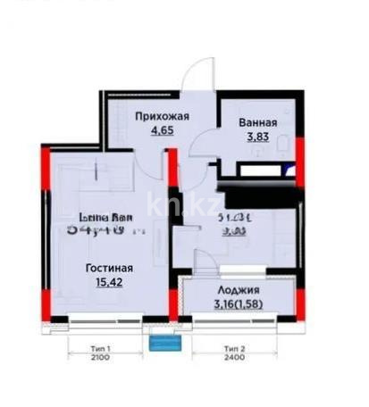 Продажа 1-комнатной квартиры, 34.5 м², ул. Нурмагамбетова, дом  17 стр в Астане