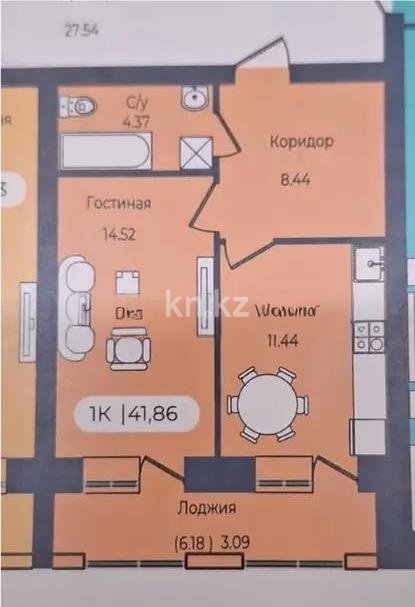 Продажа 1-комнатной квартиры, 41.9 м² в Астане