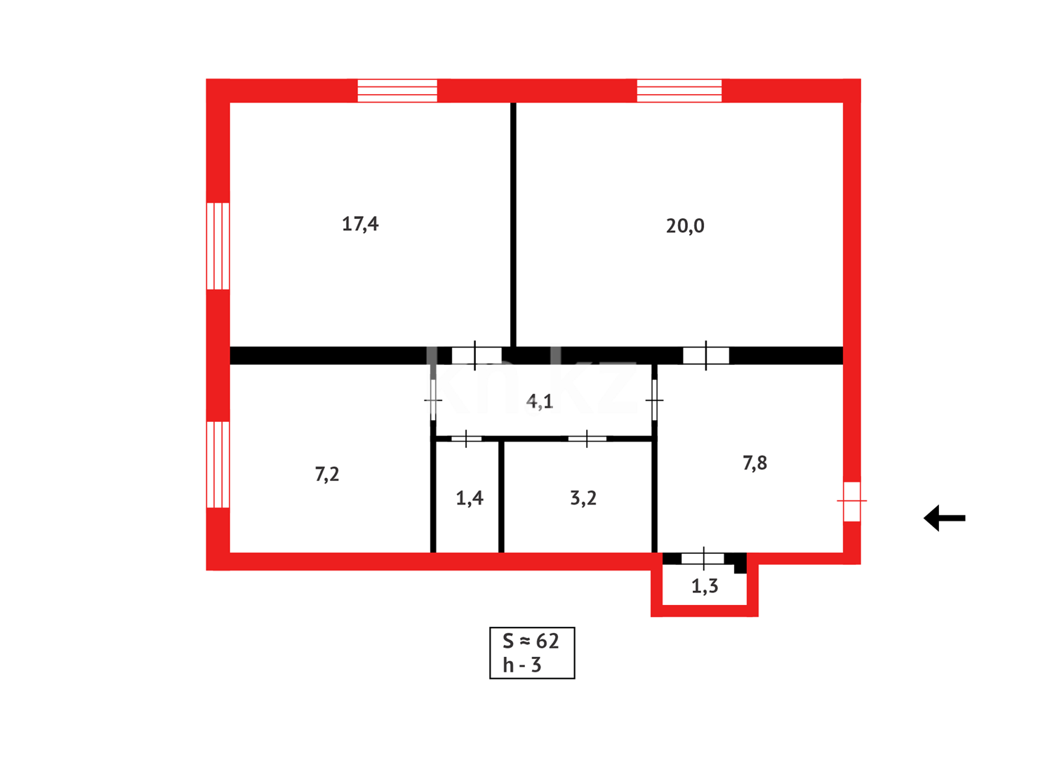 Продажа 2-комнатной квартиры, 62 м² в Караганде - фото 13