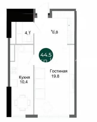 Продажа 1-комнатной квартиры, 44.5 м² в Алматы