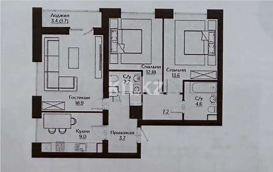 Продажа 3-комнатной квартиры, 73.8 м² в Астане