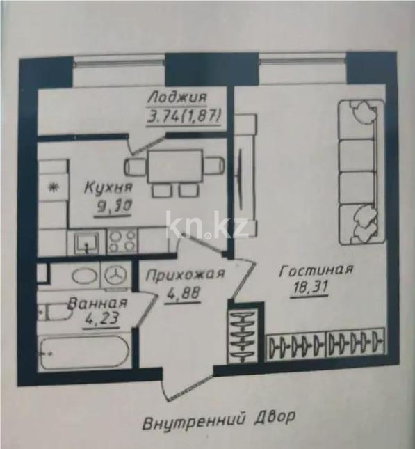 Продажа 1-комнатной квартиры, 38.6 м² в Астане