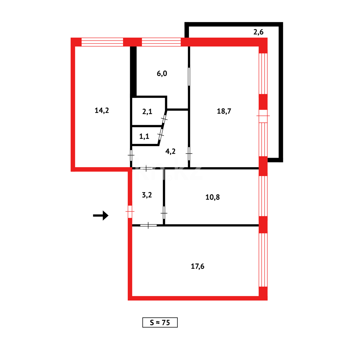 Продажа 4-комнатной квартиры, 74 м², 1 кв-л в Караганде - фото 21