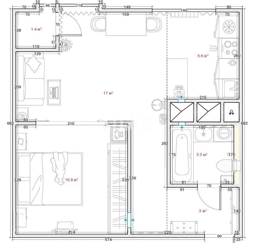 Продажа 1-комнатной квартиры, 41.1 м² в Астане - фото 3