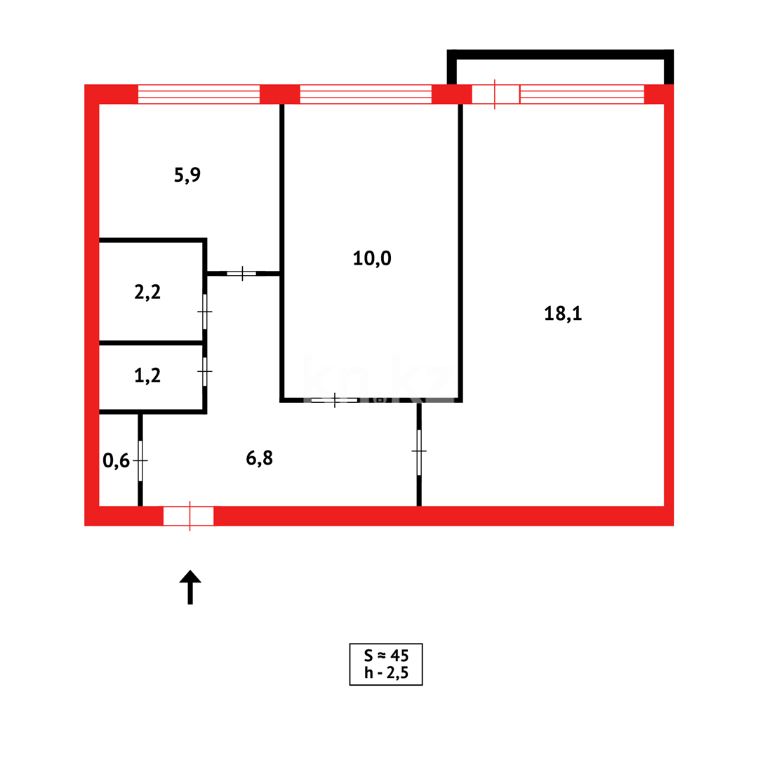 Продажа 2-комнатной квартиры, 45 м² в Караганде - фото 7