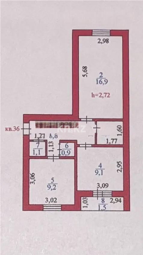 Продажа 2-комнатной квартиры, 50.3 м², ул. Байсеитовой, дом  124 в Астане - фото 6