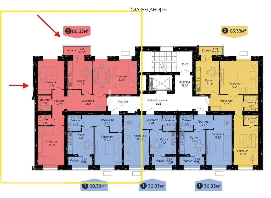 Продажа 3-комнатной квартиры, 86.11 м² в Астане