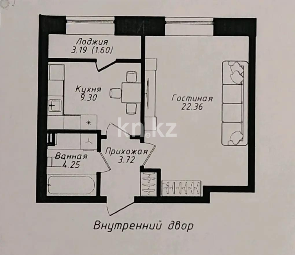 Продажа 2-комнатной квартиры, 41 м² в Астане