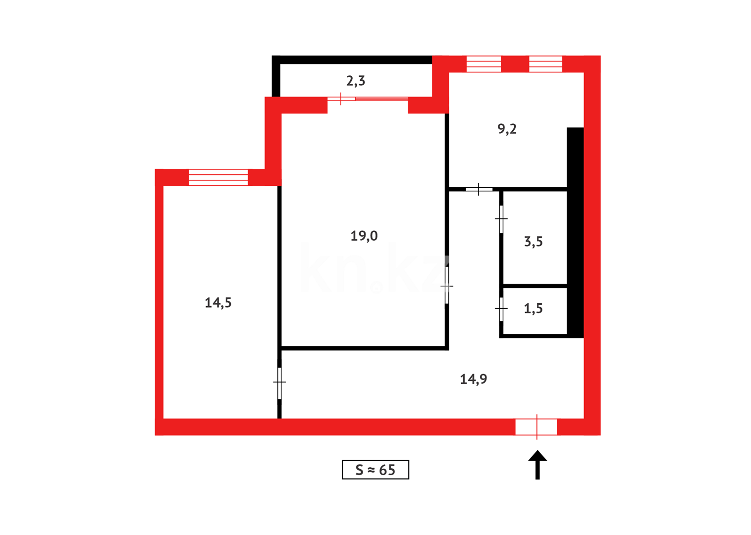 Продажа 2-комнатной квартиры, 65 м² в Караганде - фото 17