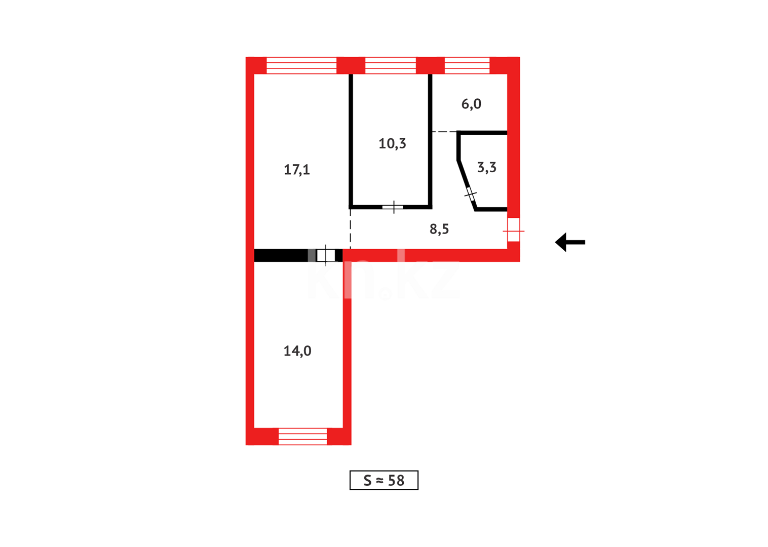 Продажа 3-комнатной квартиры, 63 м², мкр-н 21, дом  25 в Караганде - фото 16