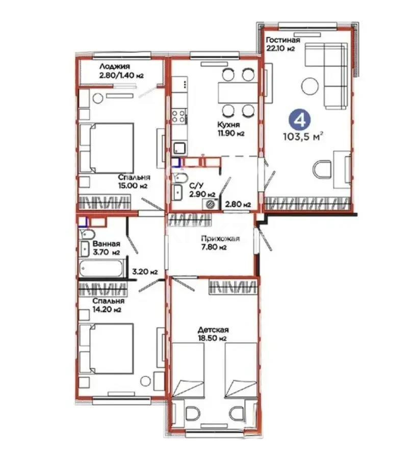 Продажа 4-комнатной квартиры, 105 м² в Астане - фото 7