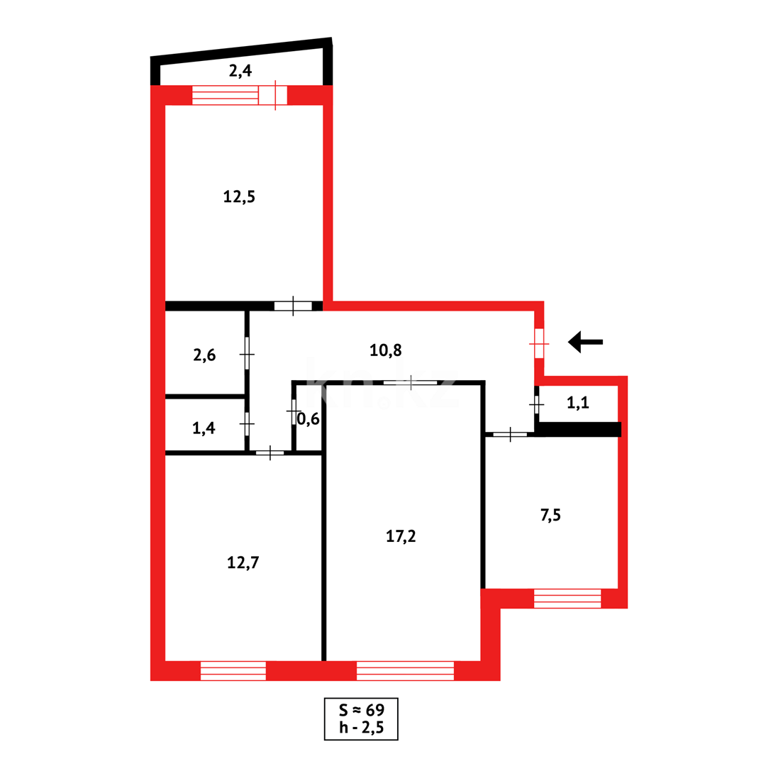 Продажа 3-комнатной квартиры, 69 м² в Темиртау - фото 8
